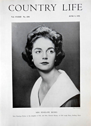 Miss Penelope Riches Country Life Magazine Portrait June 5, 1958 Vol. CXXIII No. 3203