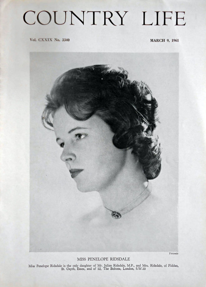 Miss Penelope Ridsdale Country Life Magazine Portrait March 9, 1961 Vol. CXXIX No. 3340