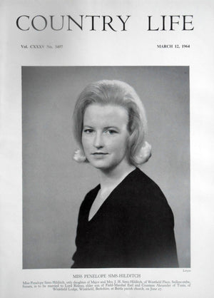 Miss Penelope Sims-Hilditch Country Life Magazine Portrait March 12, 1964 Vol. CXXXV No. 3497 - Copy