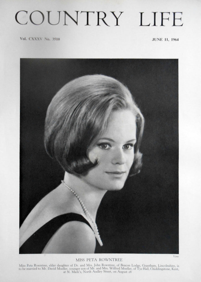 Miss Peta Rowntree Country Life Magazine Portrait June 11, 1964 Vol. CXXXV No. 3510