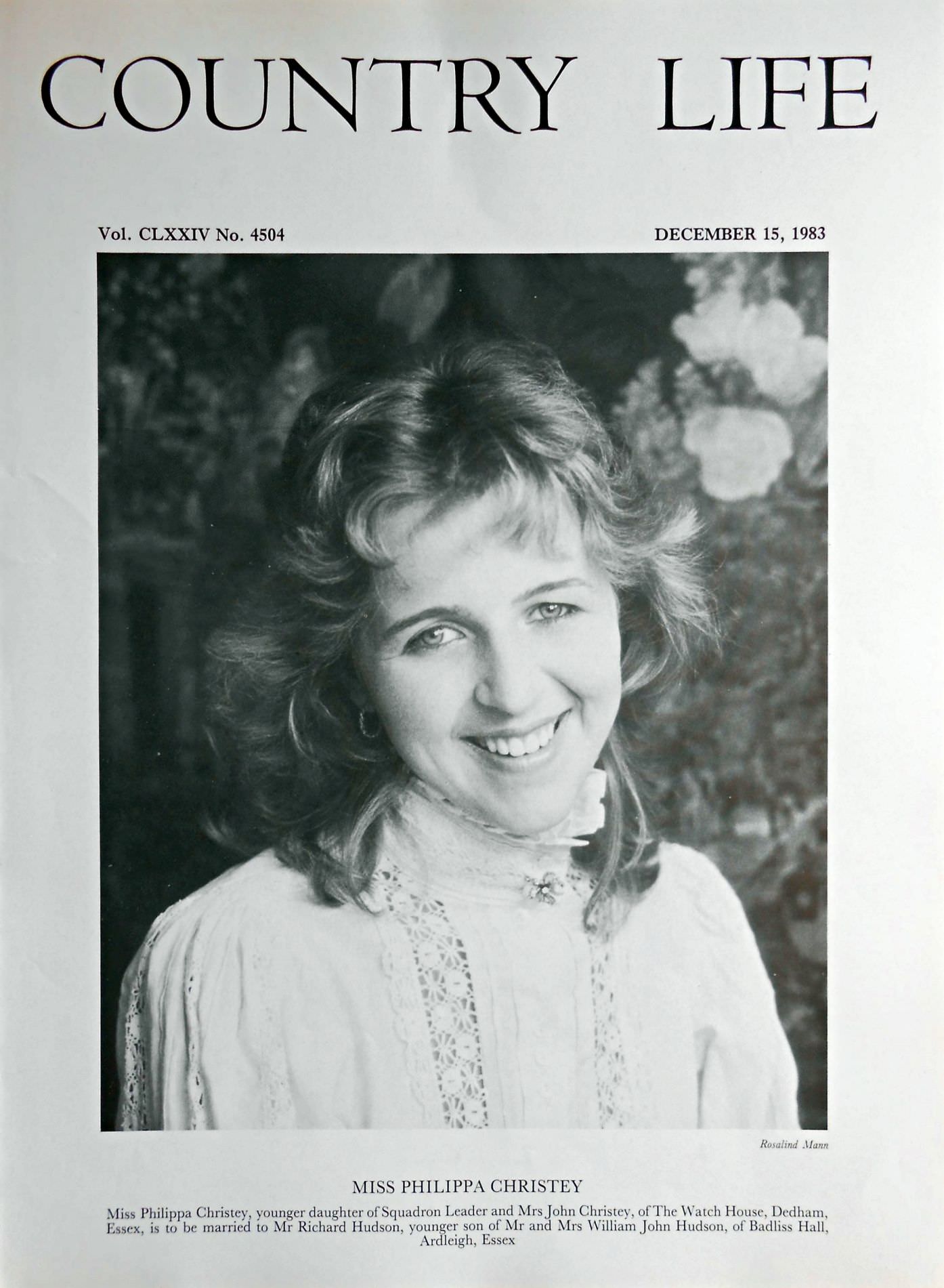 Miss Philippa Christey Country Life Magazine Portrait December 15, 1983 Vol. CLXXIV No. 4504 - Copy