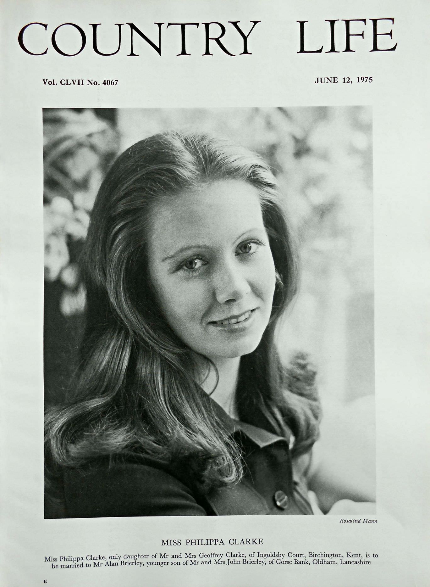 Miss Philippa Clarke Country Life Magazine Portrait June 12, 1975 Vol. CLVII No. 4067 - Copy