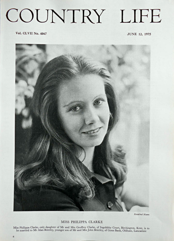 Miss Philippa Clarke Country Life Magazine Portrait June 12, 1975 Vol. CLVII No. 4067