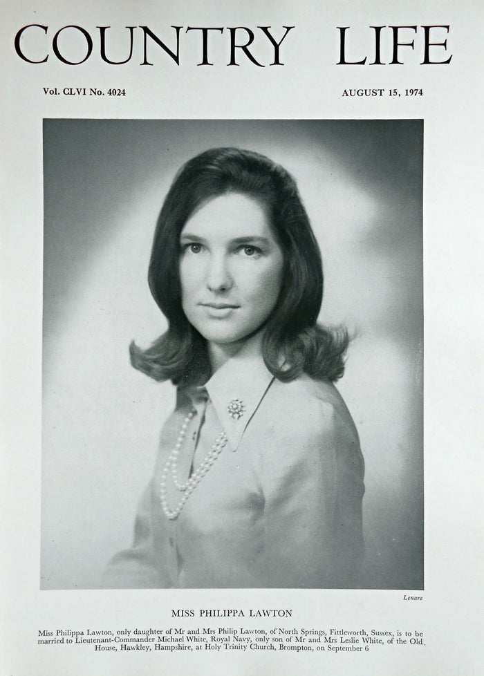 Miss Philippa Lawton Country Life Magazine Portrait August 15, 1974 Vol. CLVI No. 4024