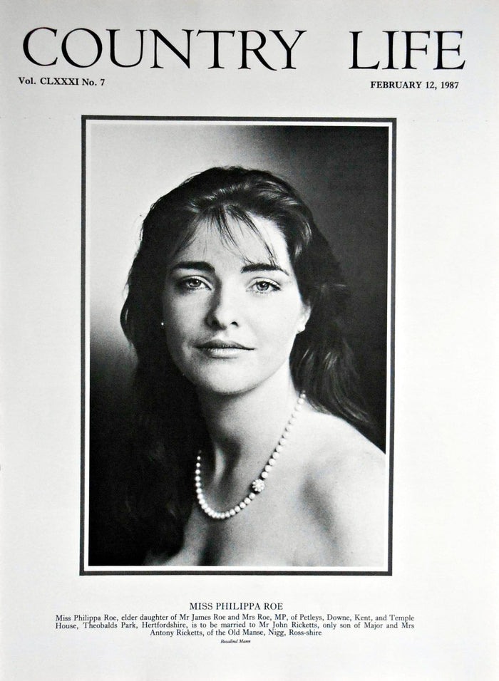 Miss Philippa Roe Country Life Magazine Portrait February 12, 1987 Vol. CLXXXI No. 7