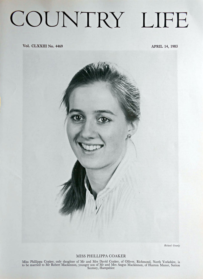 Miss Phillippa Coaker Country Life Magazine Portrait April 14, 1983 Vol. CLXXIII No. 4469
