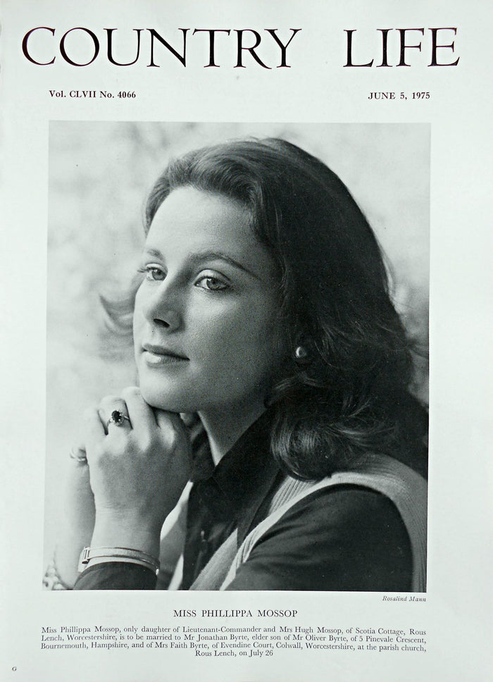 Miss Phillippa Mossop Country Life Magazine Portrait June 5, 1975 Vol. CLVII No. 4066