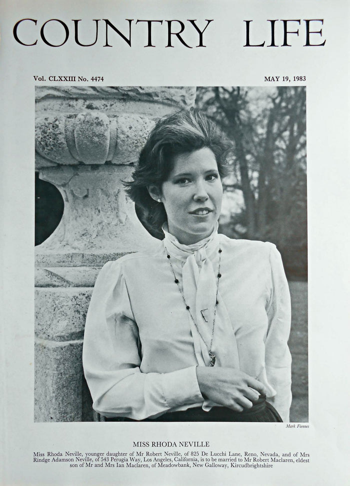 Miss Rhoda Neville Country Life Magazine Portrait May 19, 1983 Vol. CLXXIII No. 4474