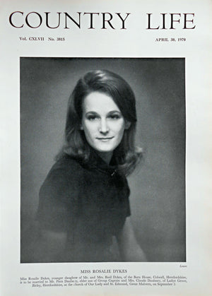 Miss Rosalie Dykes Country Life Magazine Portrait April 30, 1970 Vol. CXLVII No. 3815