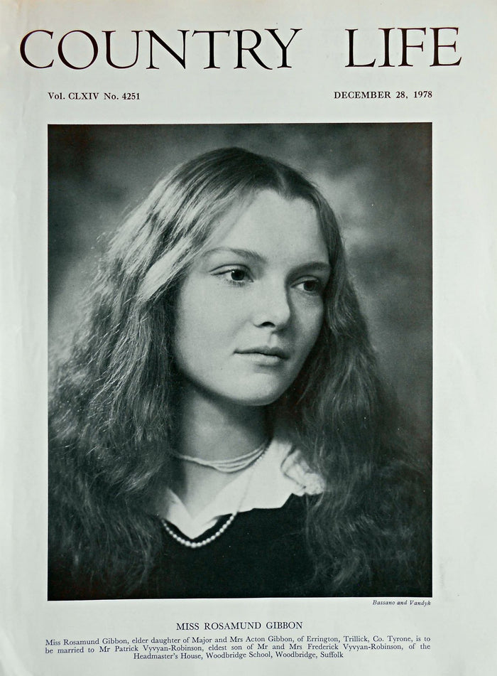 Miss Rosamund Gibbon Country Life Magazine Portrait December 28, 1978 Vol. CLXIV No. 4251