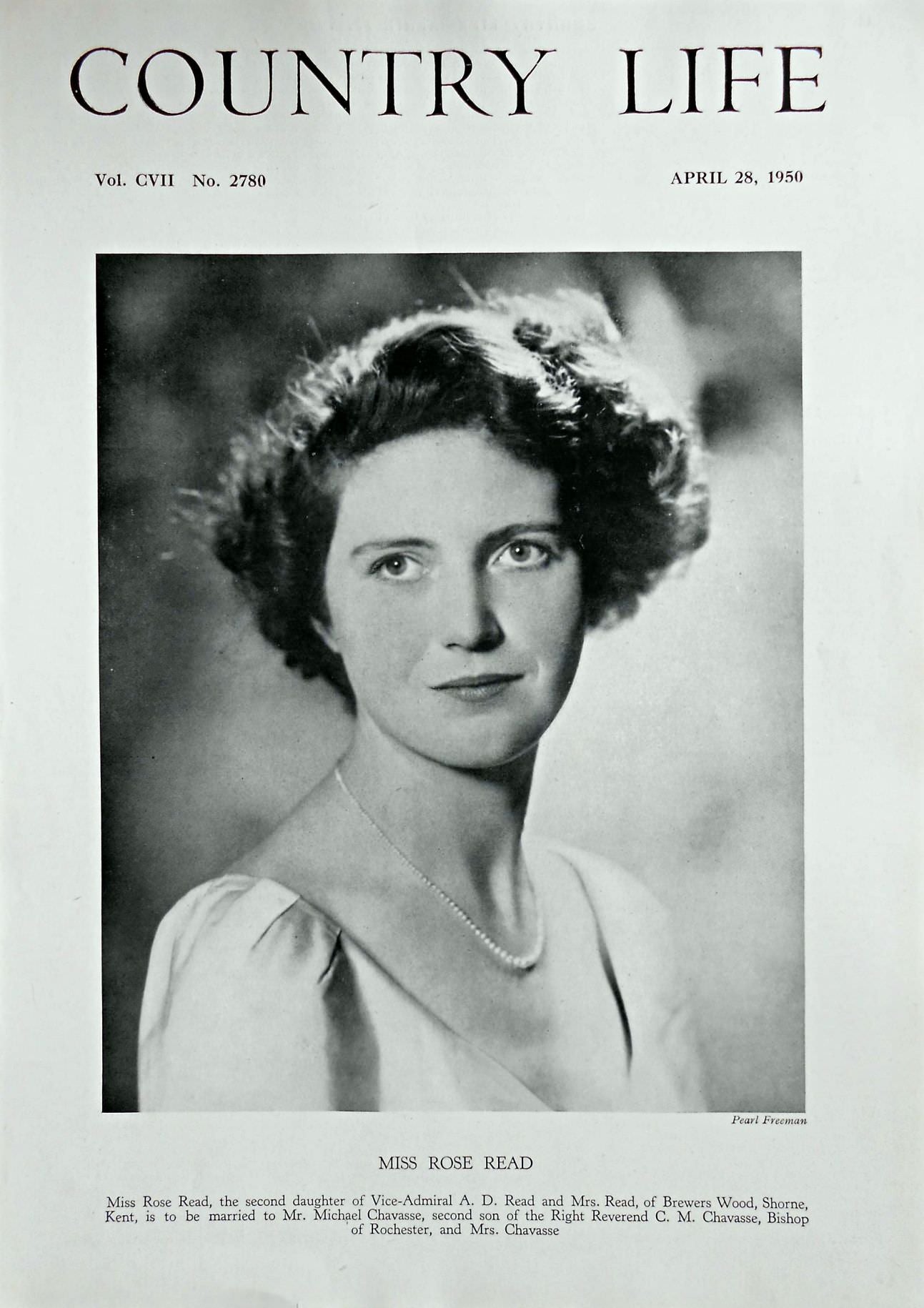 Miss Rose Read Country Life Magazine Portrait April 28, 1950 Vol. CVII No. 2780