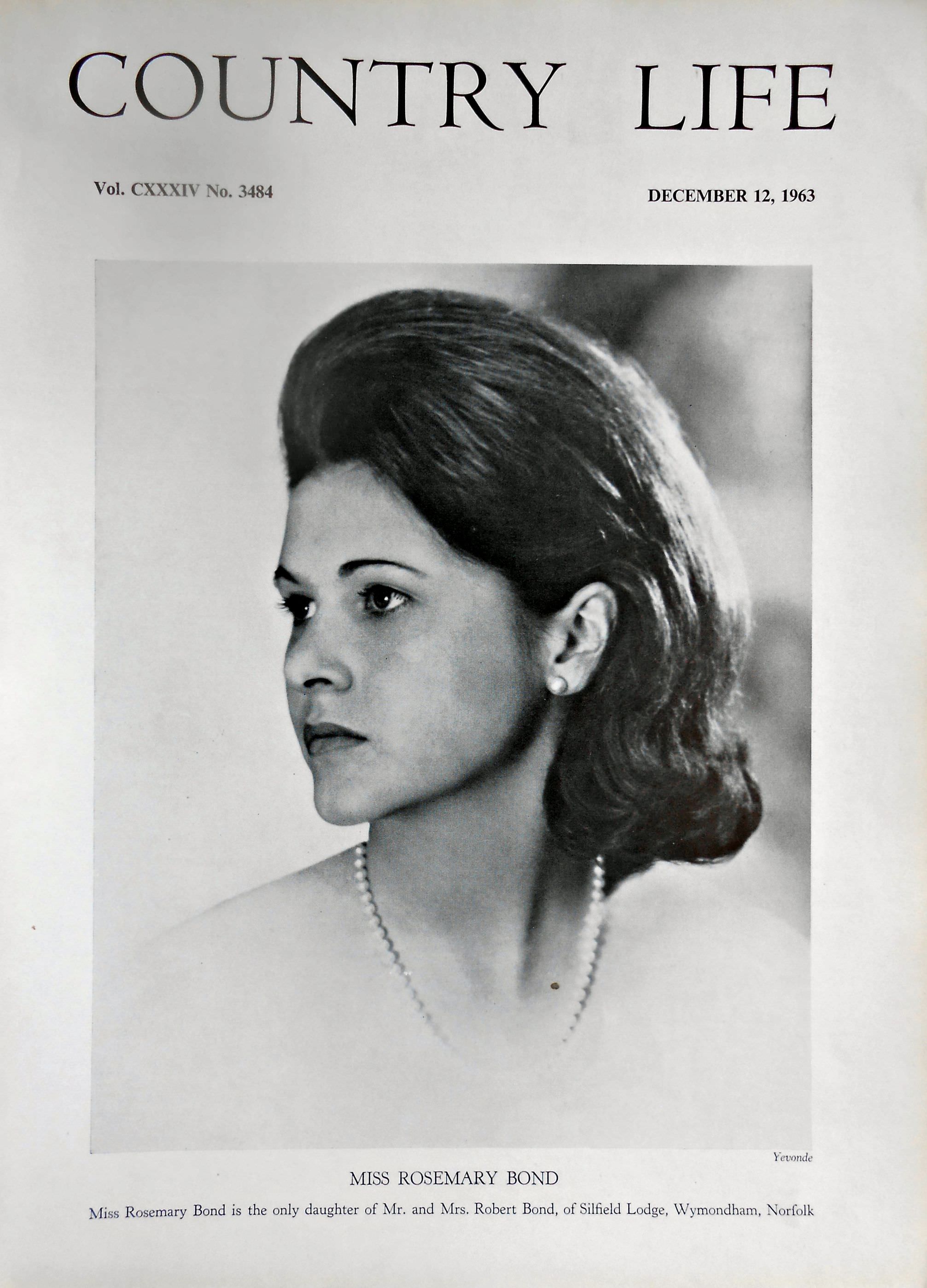 Miss Rosemary Bond Country Life Magazine Portrait December 12, 1963 Vol. CXXXIV No. 3484 - Copy