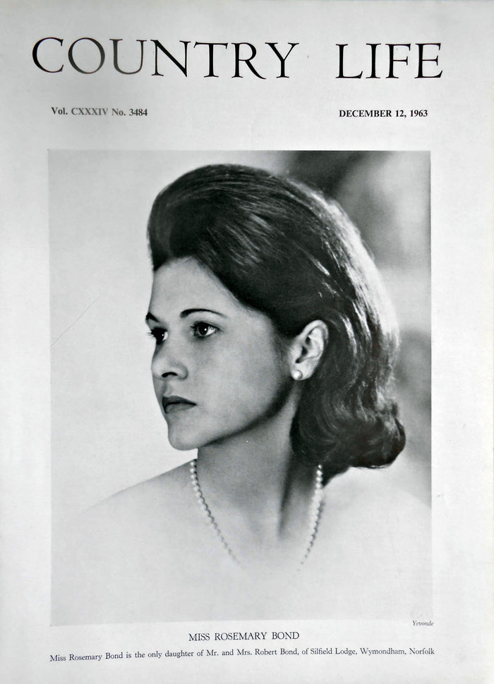 Miss Rosemary Bond Country Life Magazine Portrait December 12, 1963 Vol. CXXXIV No. 3484