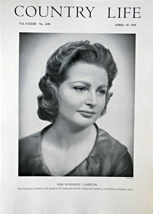 Miss Rosemary Lambton Country Life Magazine Portrait April 10, 1958 Vol. CXXIII No. 3195