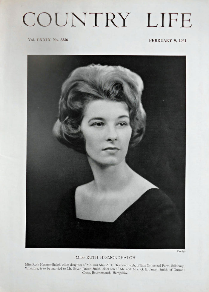 Miss Ruth Hesmondhalgh Country Life Magazine Portrait February 9, 1961 Vol. CXXIX No. 3336