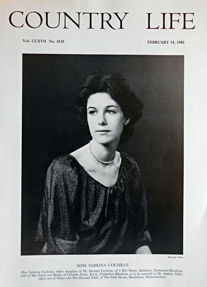 Miss Sabrina Cochran Country Life Magazine Portrait February 14, 1980 Vol. CLXVII No. 4310