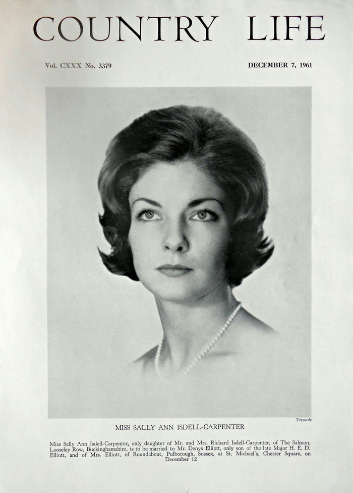 Miss Sally Ann Isdell-Carpenter Country Life Magazine Portrait December 7, 1961 Vol. CXXX No. 3379