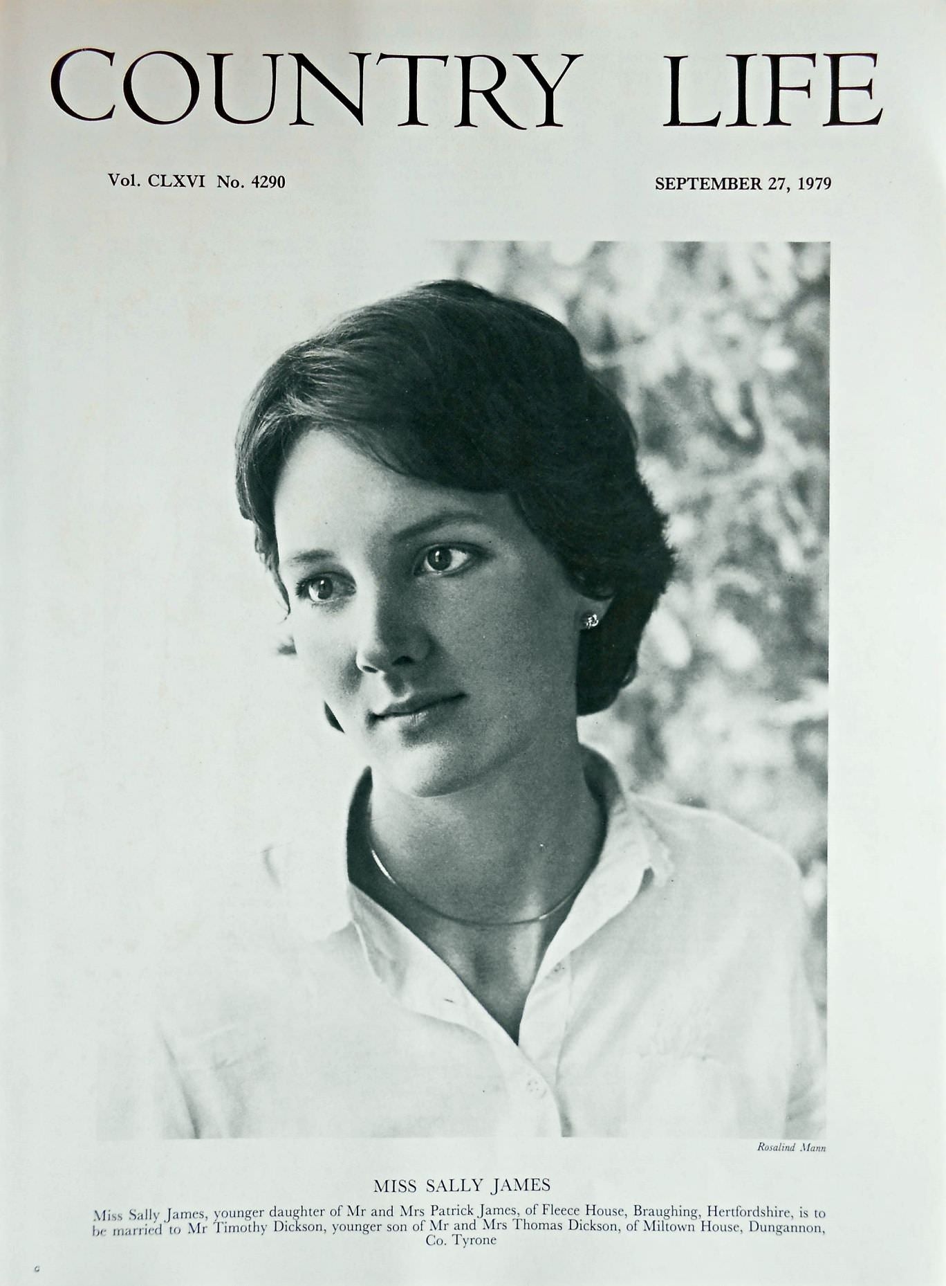 Miss Sally James Country Life Magazine Portrait September 27, 1979 Vol. CLXVI No. 4290