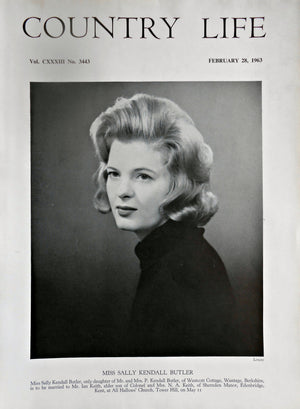 Miss Sally Kendall Butler Country Life Magazine Portrait February 28, 1963 Vol. CXXXIII No. 3443
