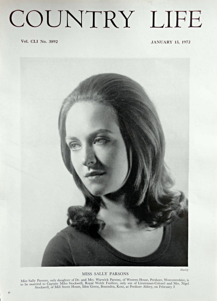 Miss Sally Parsons Country Life Magazine Portrait January 13, 1972 Vol. CLI No. 3892