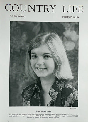 Miss Sally Pike Country Life Magazine Portrait February 14, 1974 Vol. CLV No. 3998