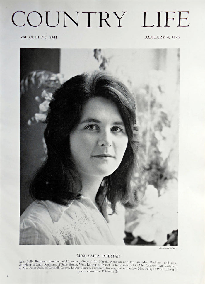 Miss Sally Redman Country Life Magazine Portrait January 4, 1973 Vol. CLIII No. 3941