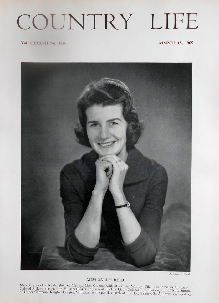 Miss Sally Reid Country Life Magazine Portrait March 18, 1966 Vol. CXXXVII No. 3550