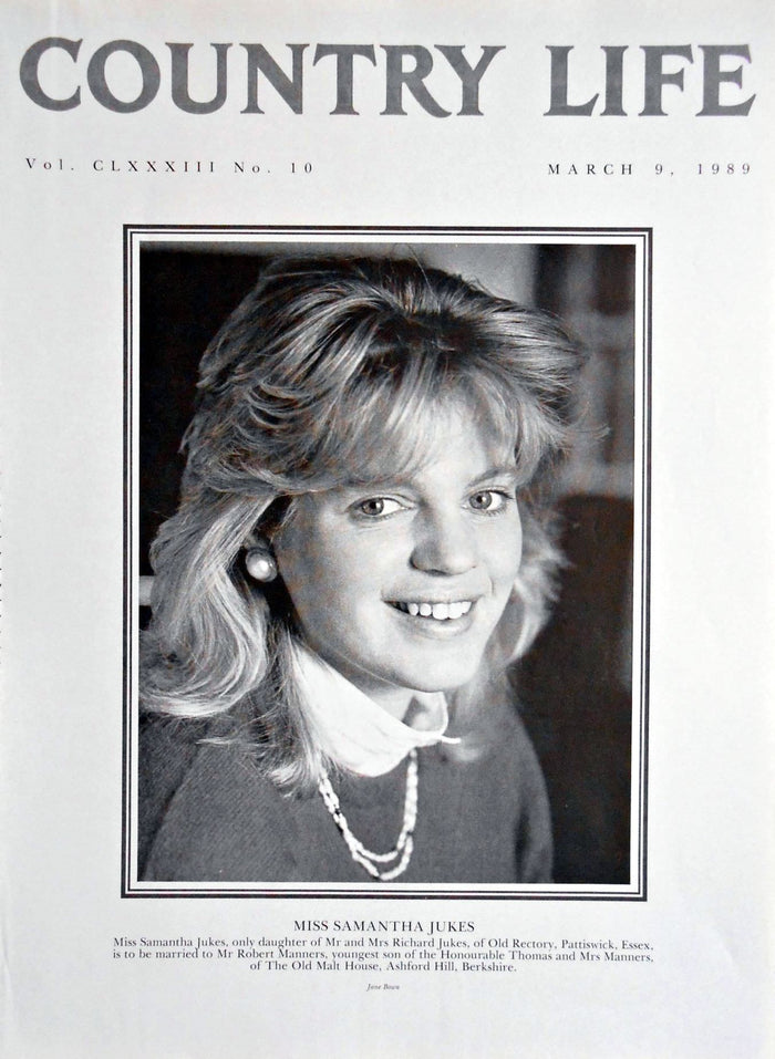 Miss Samantha Jukes Country Life Magazine Portrait March 9, 1989 Vol. CLXXXIII No. 10