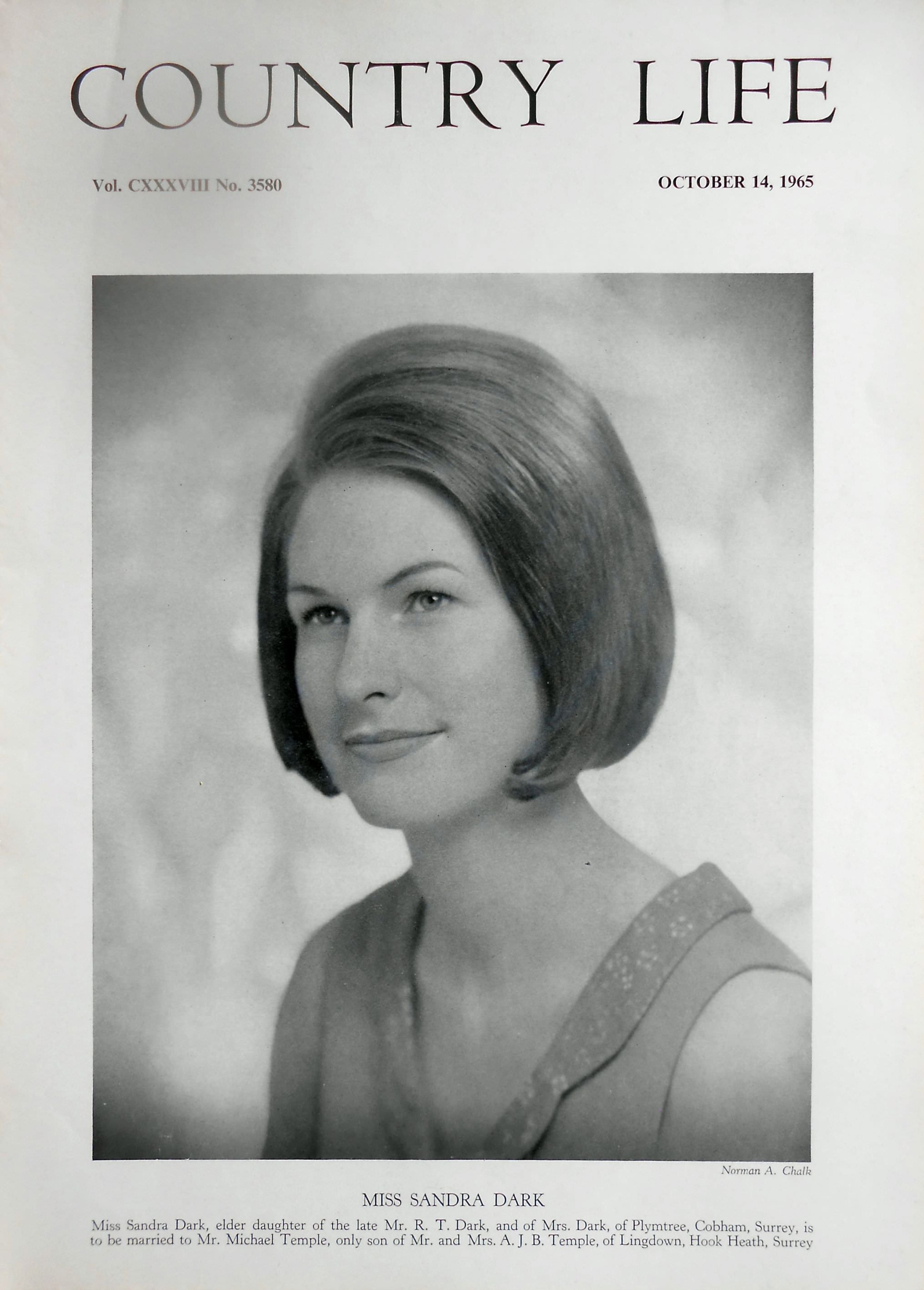 Miss Sandra Dark Country Life Magazine Portrait October 14, 1966 Vol. CXXXVIII No. 3580