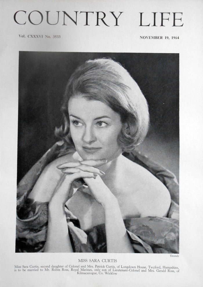 Miss Sara Curtis Country Life Magazine Portrait November 19, 1964 Vol. CXXXVI No. 3533