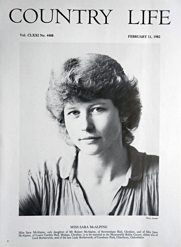 Miss Sara McAlpine Country Life Magazine Portrait February 11, 1982 Vol. CLXXI No. 4408