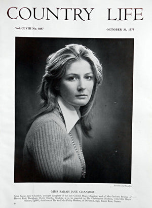 Miss Sarah-Jane Chandor Country Life Magazine Portrait October 30, 1975 Vol. CLVIII No. 4087