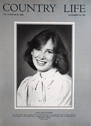 Miss Sarah Berry Country Life Magazine Portrait November 28, 1985 Vol. CLXXVIII No. 4606