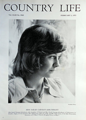 Miss Sarah Carnegy-Arbuthnott Country Life Magazine Portrait February 1, 1973 Vol. CLIII No. 3945
