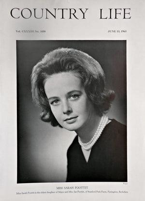Miss Sarah Foottit Country Life Magazine Portrait June 13, 1963 Vol. CXXXIII No. 3458