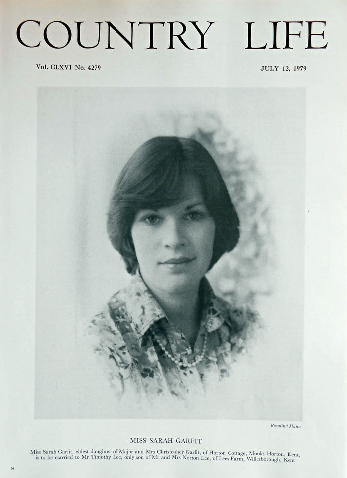 Miss Sarah Garfit Country Life Magazine Portrait July 12, 1979 Vol. CLXVI No. 4279