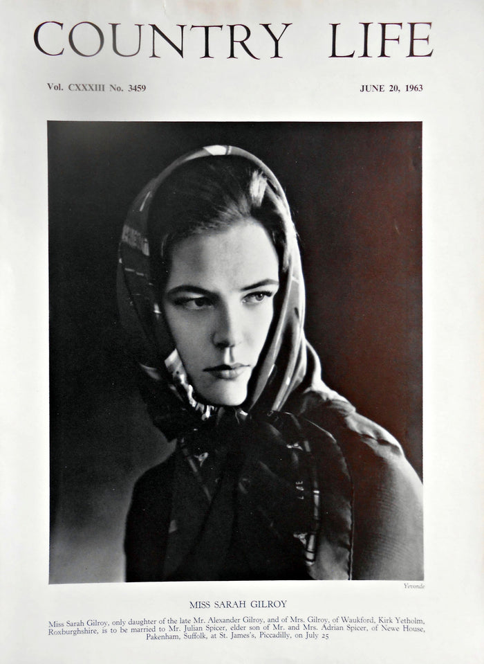 Miss Sarah Gilroy Country Life Magazine Portrait June 20, 1963 Vol. CXXXIII No. 3459