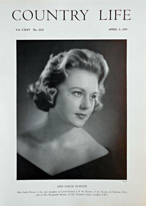 Miss Sarah Horner Country Life Magazine Portrait April 9, 1959 Vol. CXXV No. 3247
