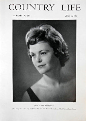 Miss Sarah Kemp-Gee Country Life Magazine Portrait June 12, 1958 Vol. CXXIII No. 3204