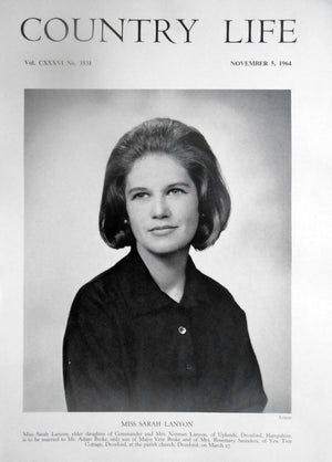 Miss Sarah Lanyon Country Life Magazine Portrait November 5, 1964 Vol. CXXXVI No. 3531 - Copy