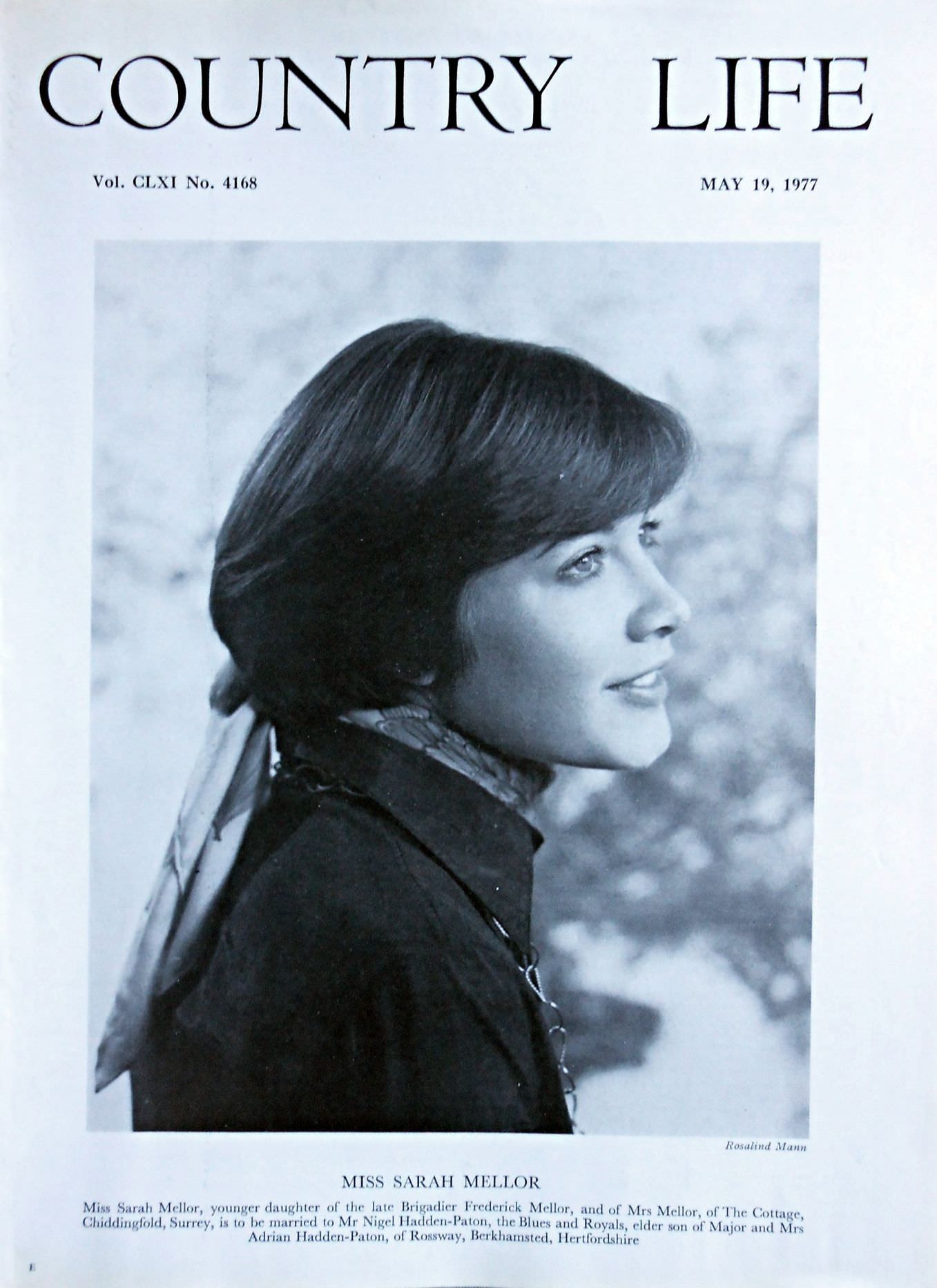 Miss Sarah Mellor Country Life Magazine Portrait May 19, 1977 Vol. CLXI No. 4168