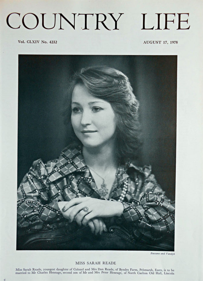 Miss Sarah Reade Country Life Magazine Portrait August 17, 1978 Vol. CLXIV No. 4232