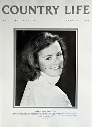 Miss Sarahjane Loup Country Life Magazine Portrait December 15, 1988 Vol. CLXXXII No. 50