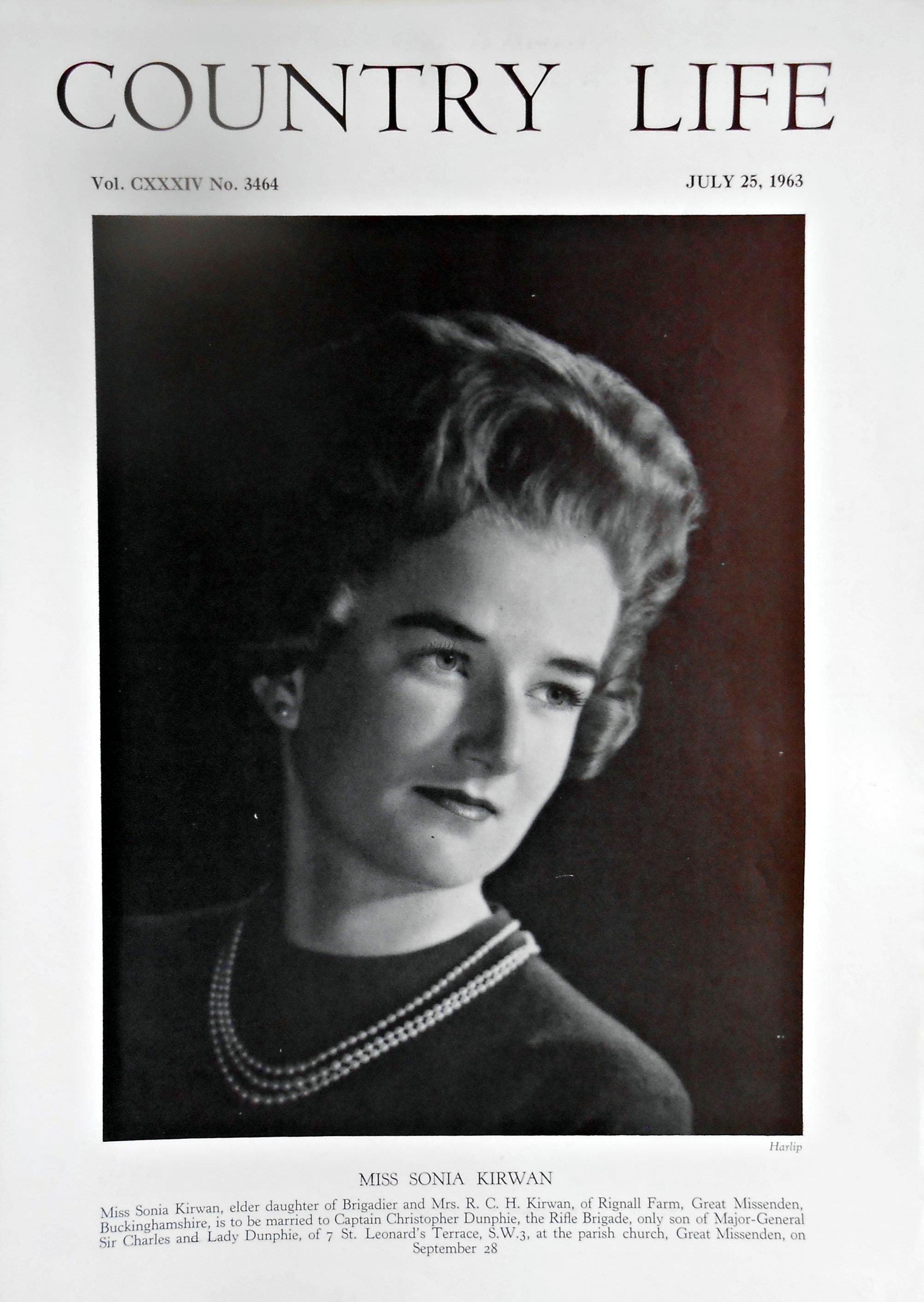 Miss Sonia Kirwan Country Life Magazine Portrait July 25, 1963 Vol. CXXXIV No. 3464 - Copy