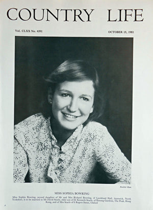Miss Sophia Bowring Country Life Magazine Portrait October 15, 1981 Vol. CLXX No. 4391 - Copy