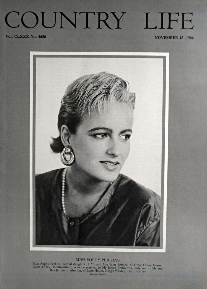 Miss Sophy Perkins Country Life Magazine Portrait November 13, 1986 Vol. CLXXX No. 4656