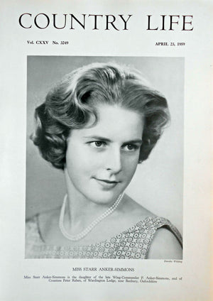 Miss Starr Anker-Simmons Country Life Magazine Portrait April 23, 1959 Vol. CXXV No. 3249