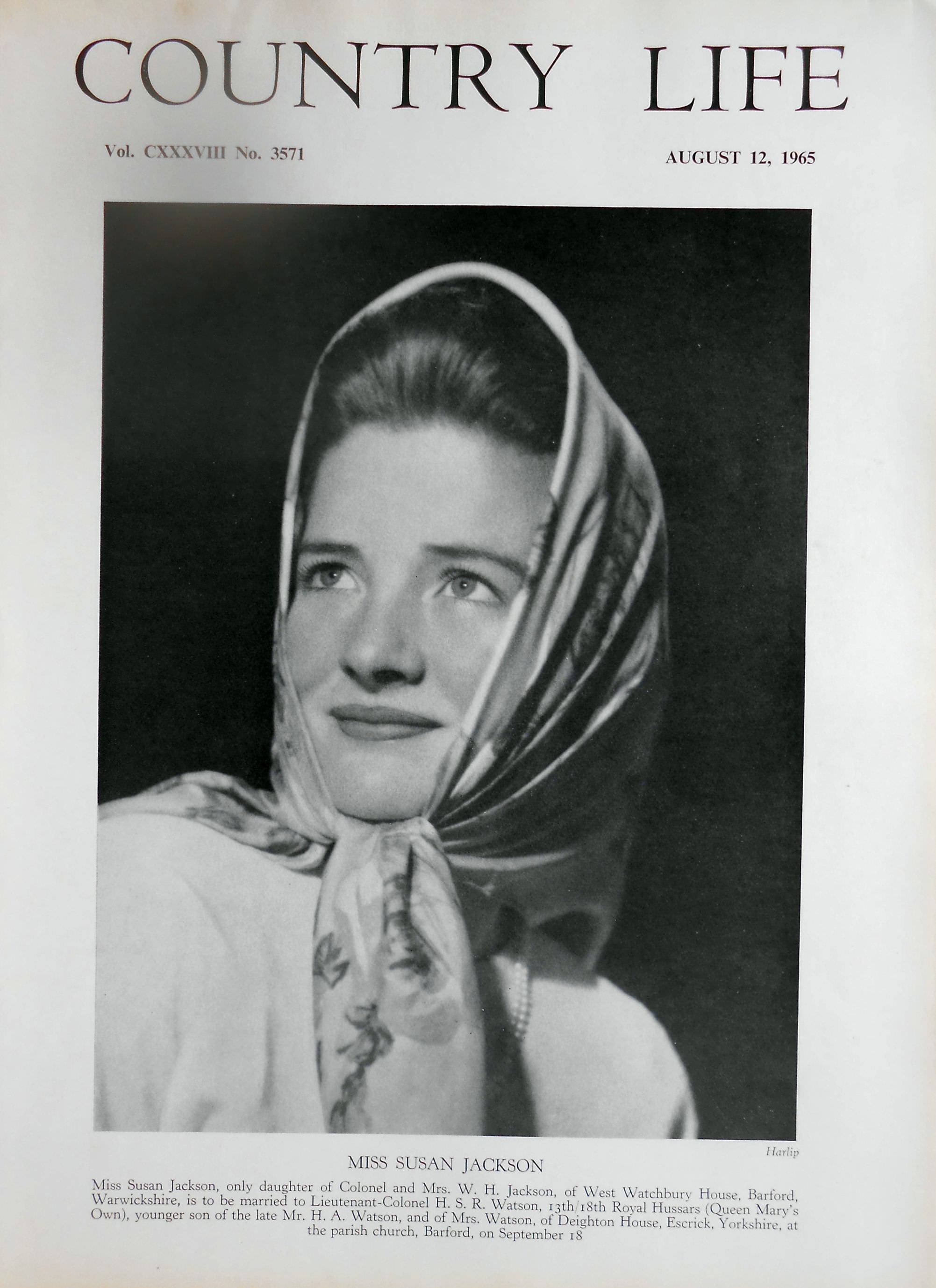 Miss Susan Jackson Country Life Magazine Portrait August 12, 1966 Vol. CXXXVIII No. 3571