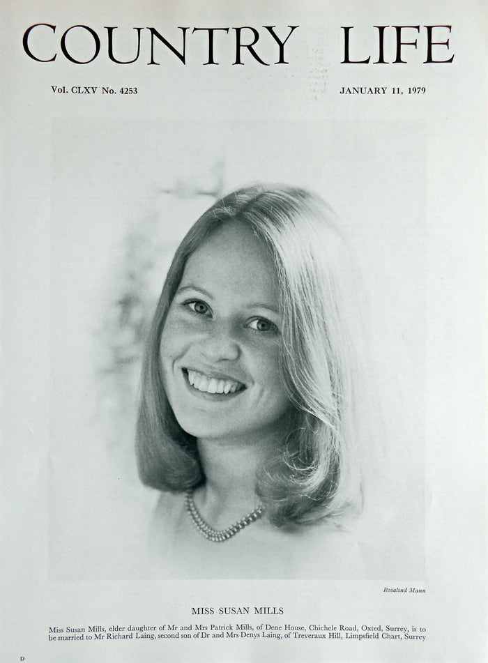 Miss Susan Mills Country Life Magazine Portrait January 11, 1979 Vol. CLXV No. 4253
