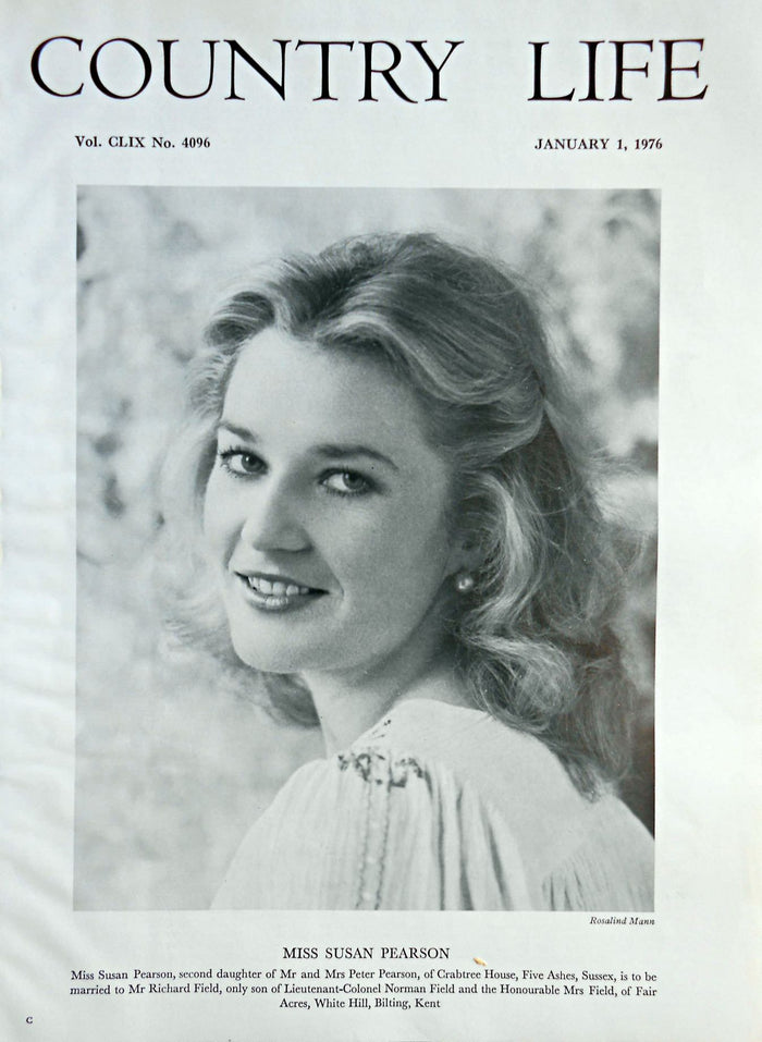 Miss Susan Pearson Country Life Magazine Portrait January 1, 1976 Vol. CLIX No. 4096